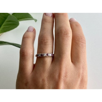 925 Sterling Silver Pink Spinel & CZ Ring Size 7