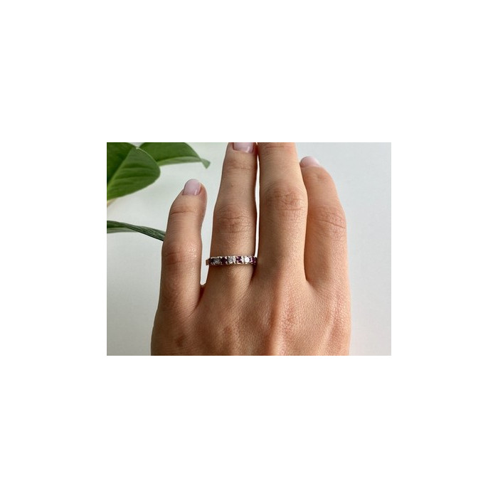 925 Sterling Silver Pink Spinel & CZ Ring Size 7