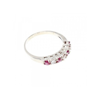 925 Sterling Silver Pink Spinel & CZ Ring Size 7