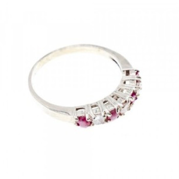 925 Sterling Silver Pink Spinel & CZ Ring Size 7