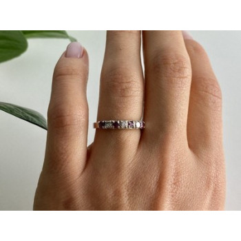 925 Sterling Silver Pink Spinel & CZ Ring Size 7