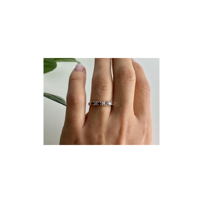 925 Sterling Silver Pink Spinel & CZ Ring Size 7