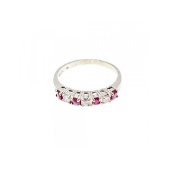 925 Sterling Silver Pink Spinel & CZ Ring Size 7