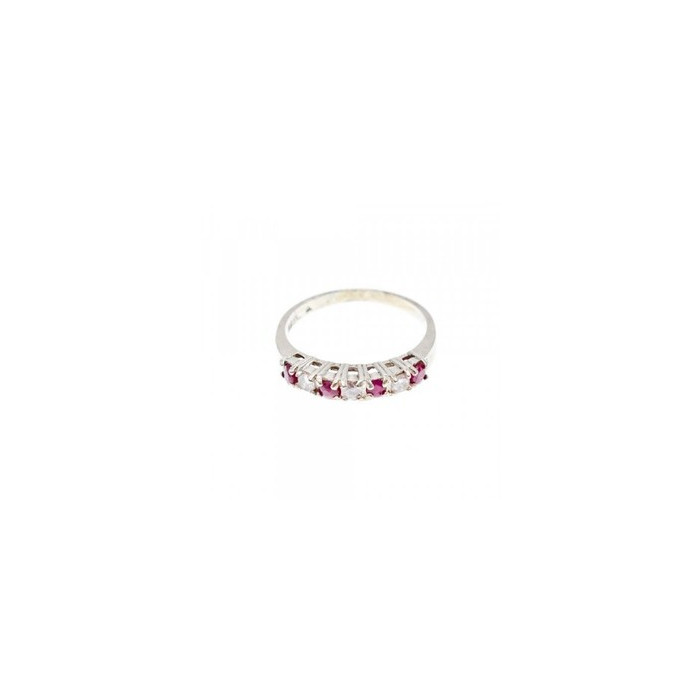 925 Sterling Silver Pink Spinel & CZ Ring Size 7