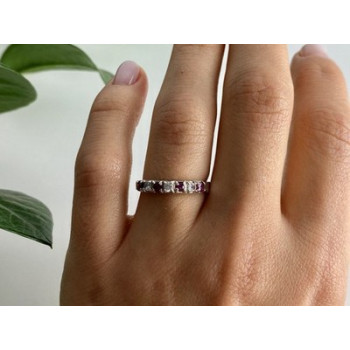 925 Sterling Silver Pink Spinel & CZ Ring Size 7