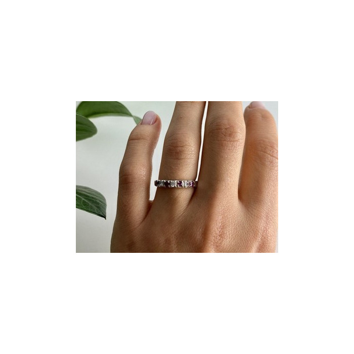 925 Sterling Silver Pink Spinel & CZ Ring Size 7