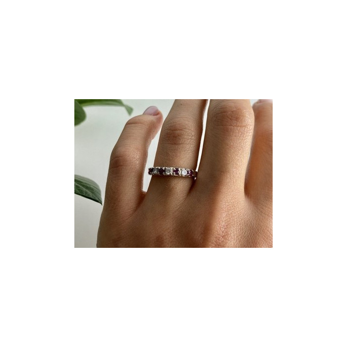 925 Sterling Silver Pink Spinel & CZ Ring Size 7