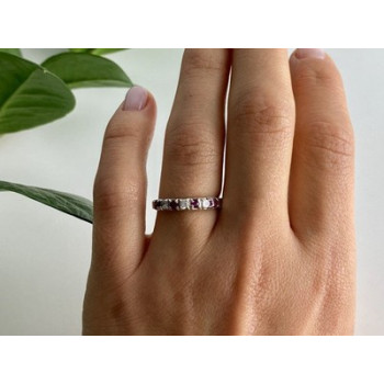 925 Sterling Silver Pink Spinel & CZ Ring Size 7