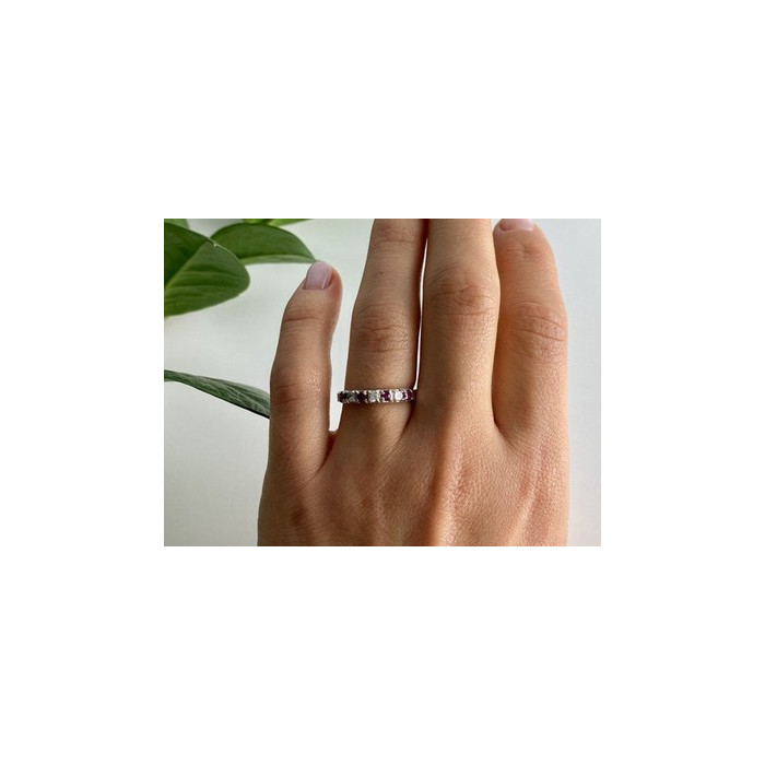 925 Sterling Silver Pink Spinel & CZ Ring Size 7