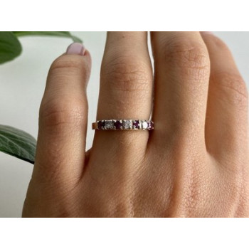 925 Sterling Silver Pink Spinel & CZ Ring Size 7