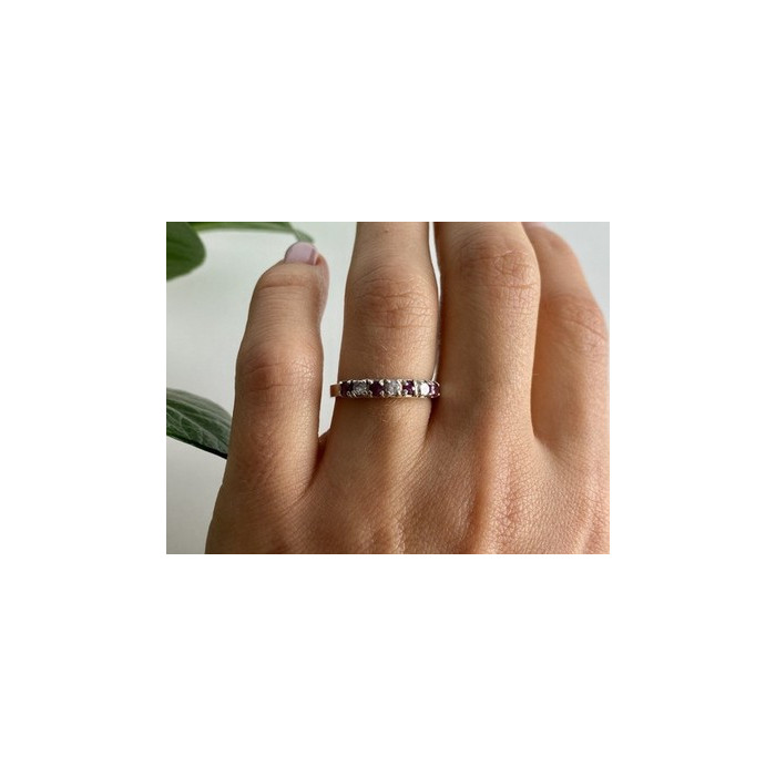 925 Sterling Silver Pink Spinel & CZ Ring Size 7