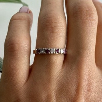 925 Sterling Silver Pink Spinel & CZ Ring Size 7