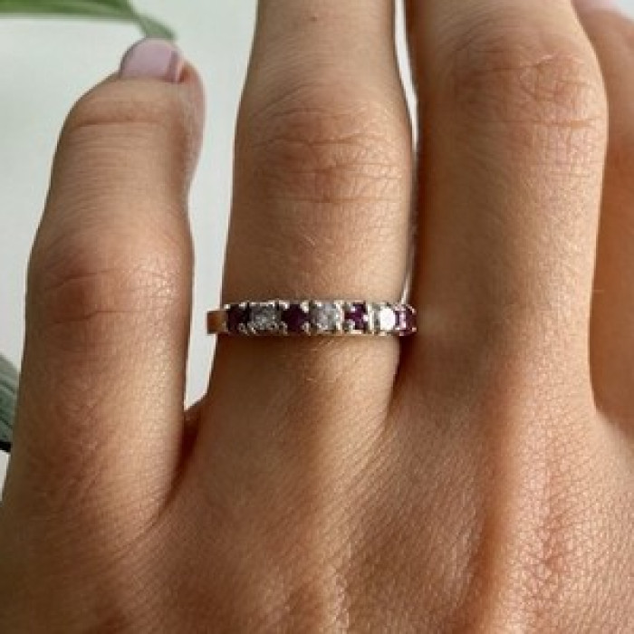 925 Sterling Silver Pink Spinel & CZ Ring Size 7