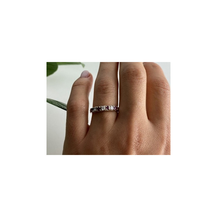 925 Sterling Silver Pink Spinel & CZ Ring Size 7
