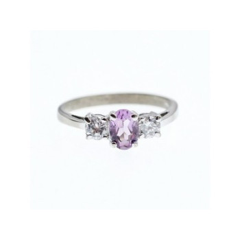 925 Sterling Silver Iolite & CZ Ring Size 9.5