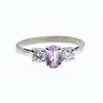 925 Sterling Silver Iolite & CZ Ring Size 9.5