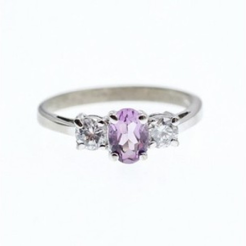 925 Sterling Silver Iolite & CZ Ring Size 9.5