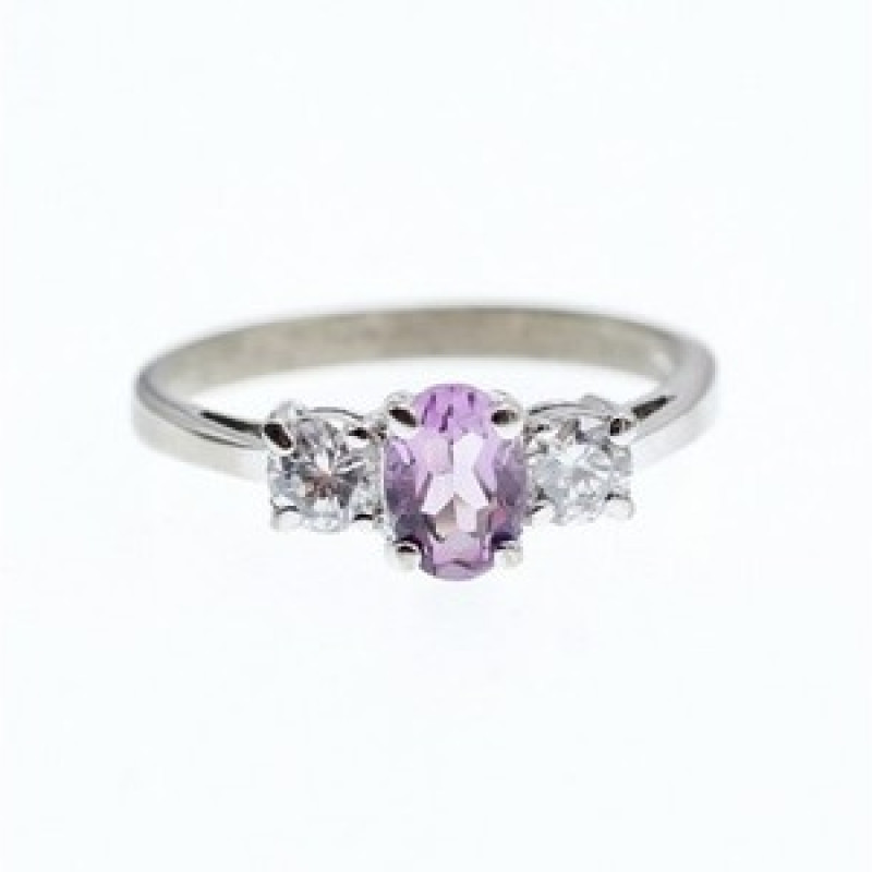 925 Sterling Silver Iolite & CZ Ring Size 9.5
