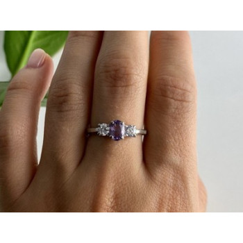925 Sterling Silver Iolite & CZ Ring Size 9.5