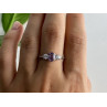 925 Sterling Silver Iolite & CZ Ring Size 9.5