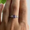 925 Sterling Silver Iolite & CZ Ring Size 9.5