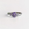 925 Sterling Silver Iolite & CZ Ring Size 9.5