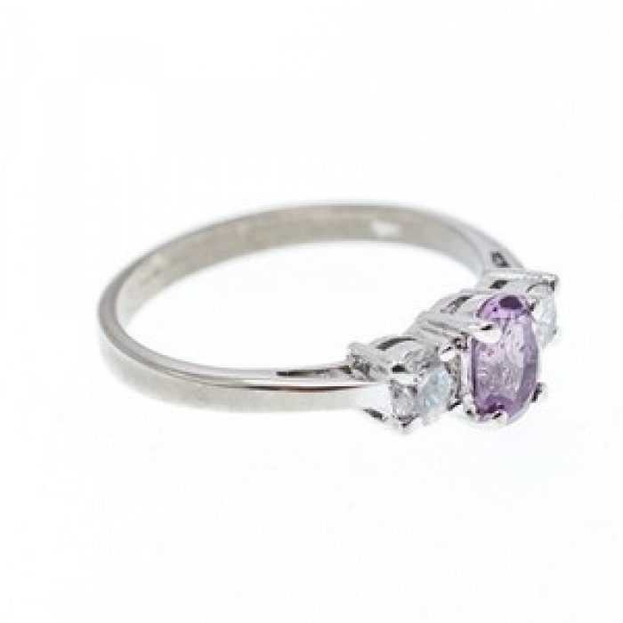 925 Sterling Silver Iolite & CZ Ring Size 9.5