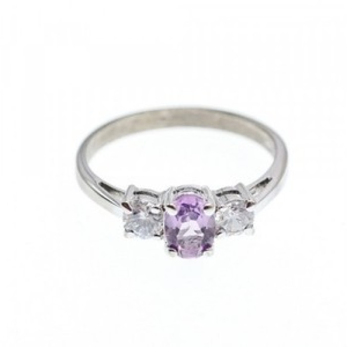 925 Sterling Silver Iolite & CZ Ring Size 9.5