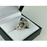 925 Sterling Silver Green Nephrite (Jade) & Marcasites Ring Size 5.5
