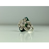 925 Sterling Silver Green Nephrite (Jade) & Marcasites Ring Size 5.5