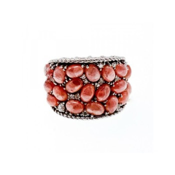 925 Sterling Silver Morganite & CZ Ring Size 5.5 Judith Ripka