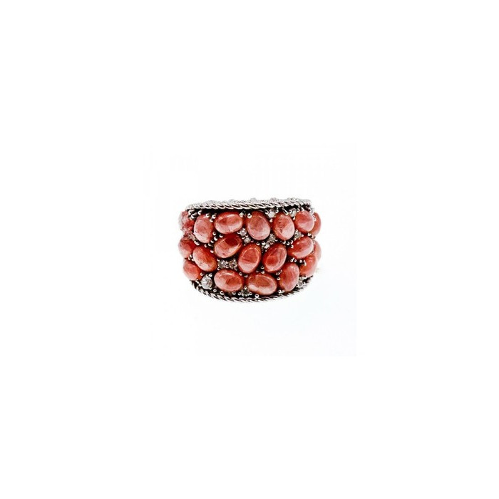 925 Sterling Silver Morganite & CZ Ring Size 5.5 Judith Ripka