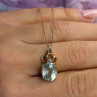 10K Yellow Gold Prasiolite & Diamond Necklace Length 18 Inch