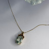 10K Yellow Gold Prasiolite & Diamond Necklace Length 18 Inch