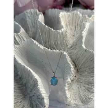 14K White Gold Pendant & 10K White Gold Chain Topaz