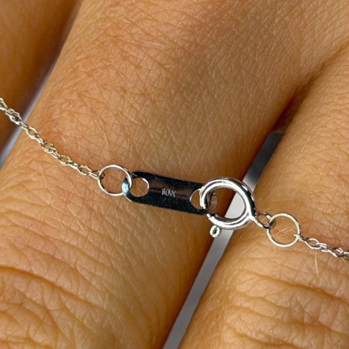 14K White Gold Topaz Pendant & 10K White Gold Chain