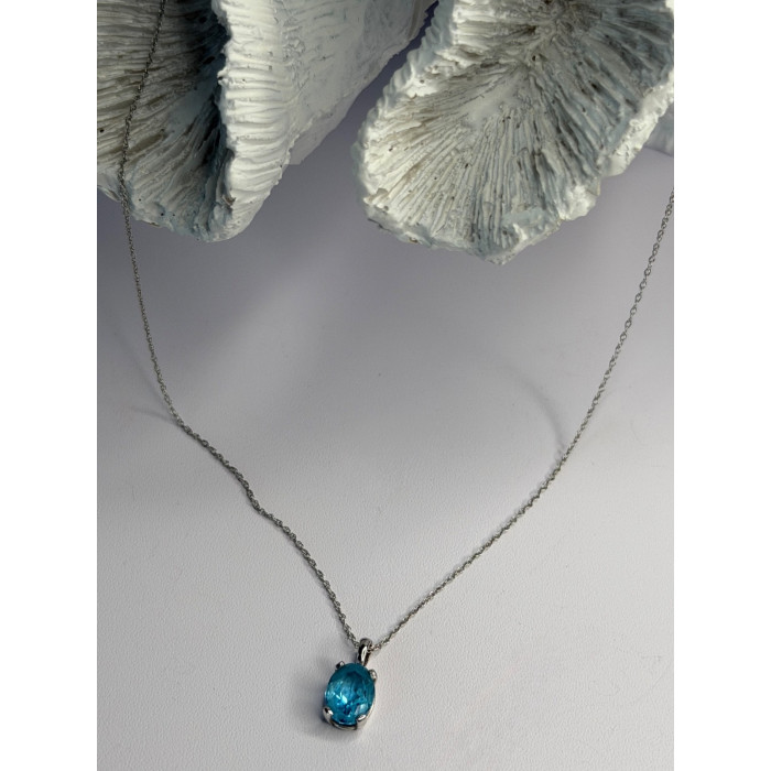 14K White Gold Pendant & 10K White Gold Chain Topaz