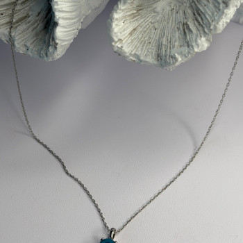 14K White Gold Topaz Pendant & 10K White Gold Chain