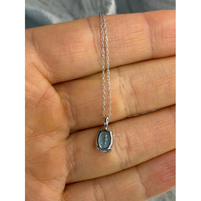 14K White Gold Pendant & 10K White Gold Chain Topaz