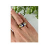 925 Sterling Silver Gold Plated Sapphires & CZ Ring Size 7