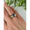 925 Sterling Silver Gold Plated Sapphires & CZ Ring Size 7
