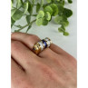 925 Sterling Silver Gold Plated Sapphires & CZ Ring Size 7