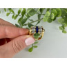 925 Sterling Silver Gold Plated Sapphires & CZ Ring Size 7