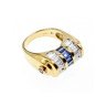 925 Sterling Silver Gold Plated Sapphires & CZ Ring Size 7