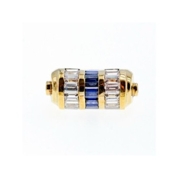 925 Sterling Silver Gold Plated Sapphires & CZ Ring Size 7