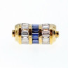 925 Sterling Silver Gold Plated Sapphires & CZ Ring Size 7