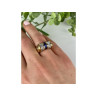 925 Sterling Silver Gold Plated Sapphires & CZ Ring Size 7
