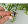 925 Sterling Silver Gold Plated Sapphires & CZ Ring Size 7
