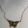 14K Yellow Gold Topaz Ruby Sapphire Diamond Necklace Butterfly