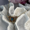 14K Yellow Gold Topaz Ruby Sapphire Diamond Necklace Butterfly